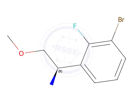 Chemical structure of (R)-1-(3-bromo-2-fluorophenyl)-2-methoxyethan-1-amine