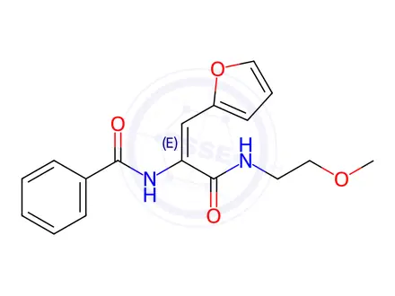 Chemical structure of N-(1-(Furan-2-yl)-3-((2-methoxyethyl)amino)-3-oxoprop-1-en-2-yl)benzamide