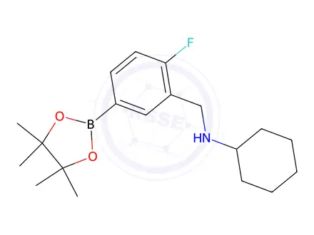 Chemical structure of N-(2-Fluoro-5-(4,4,5,5-tetramethyl-1,3,2-dioxaborolan-2-yl)benzyl)cyclohexanamine