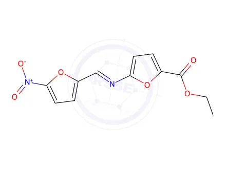 Chemical structure of Ethyl 5-(((5-nitro-2-furanyl)methylene)amino)-2-furancarboxylate