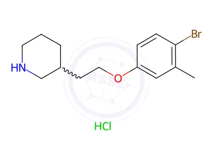 Chemical structure of 3-[2-(4-Bromo-3-methylphenoxy)ethyl]piperidine hydrochloride