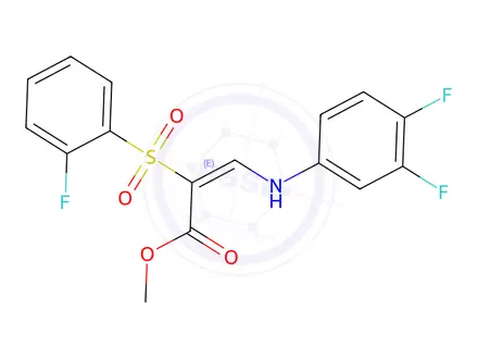 Chemical structure of Methyl (2E)-3-[(3,4-difluorophenyl)amino]-2-(2-fluorobenzenesulfonyl)prop-2-enoate