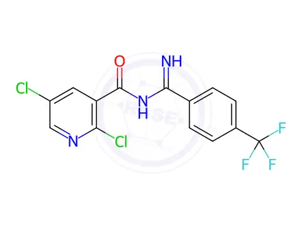 Chemical structure of N3-imino[4-(trifluoromethyl)phenyl]methyl-2,5-dichloronicotinamide