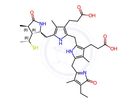 Chemical structure of Benzenesulfonic acid, 4-[[4-[(4-hydroxyphenyl)amino]phenyl]amino]-, reaction products with sodium sulfide (Na2(Sx)), leuco derivs.