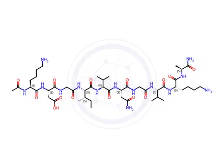 Chemical structure of (2S,5S,8S,14S,17S,20S,26S)-26-((S)-2-Acetamido-6-aminohexanamido)-1-amino-14-(2-amino-2-oxoethyl)-5-(4-aminobutyl)-20-((S)-sec-butyl)-8,17-diisopropyl-2-methyl-1,4,7,10,13,16,19,22,25-nonaoxo-3,6,9,12,15,18,21,24-octaazaoctacosan-28-oic Acid