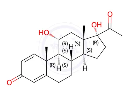 Chemical structure of 11α,17α-Dihydroxy-1,4-pregnadiene-3,20-dione