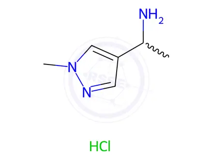 Chemical structure of 1-(1-methyl-1H-pyrazol-4-yl)ethanamine hydrochloride