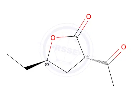 Chemical structure of 2(3H)-Furanone, 3-acetyl-5-ethyldihydro-, trans-(9CI)