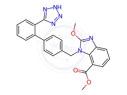 Chemical structure of Methyl 1-((2'-(2H-tetrazol-5-yl)-[1,1'-biphenyl]-4-yl)methyl)-2-methoxy-1H-benzo[d]imidazole-7-carboxylate