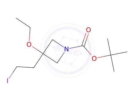 Chemical structure of tert-butyl 3-ethoxy-3-(2-iodoethyl)azetidine-1-carboxylate