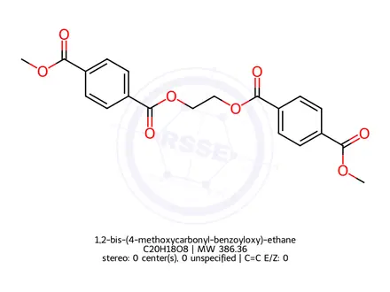 Chemical structure of O,O'-(ethane-1,2-diyl) dimethyl diterephthalate