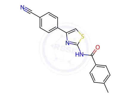 Chemical structure of N-(4-(4-Cyanophenyl)thiazol-2-yl)-4-methylbenzamide
