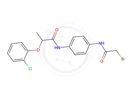 Chemical structure of N-{4-[(2-Bromoacetyl)amino]phenyl}-2-(2-chlorophenoxy)propanamide
