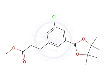 Chemical structure of Methyl 3-(3-chloro-5-(4,4,5,5-tetramethyl-1,3,2-dioxaborolan-2-yl)phenyl)propanoate