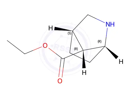 Chemical structure of (1R,4S,7R)-rel-ethyl 2-azabicyclo[2.2.1]heptane-7-carboxylate
