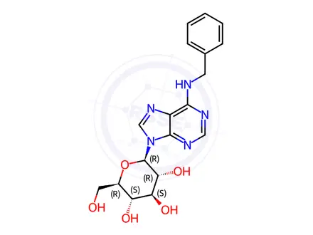 Chemical structure of 6-Benzylaminopurine 9-(a-D-glucoside)