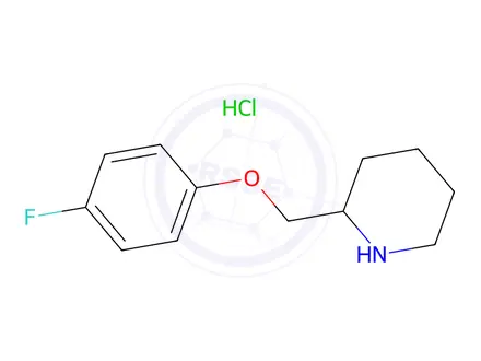 Chemical structure of Piperidine, 2-[(4-fluorophenoxy)methyl]-, hydrochloride