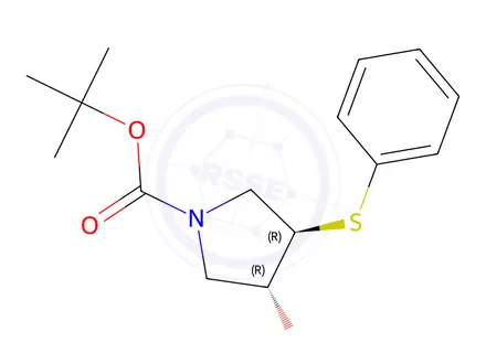 Chemical structure of tert-Butyl (3R,4R)-3-Hydroxy-4-(phenylsulfanyl)pyrrolidine-1-carboxylate