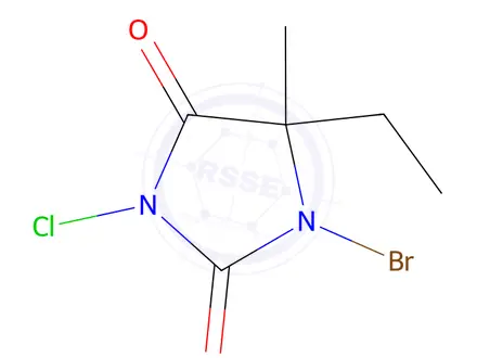 Chemical structure of 1-Bromo-3-chloro-5-ethyl-5-methylhydantoin