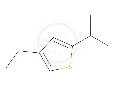Chemical structure of Thiophene, 4-ethyl-2-(1-methylethyl)-(9CI)