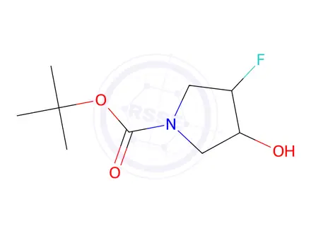 Chemical structure of trans-tert-Butyl 3-Fluoro-4-hydroxypyrrolidine-1-carboxylate