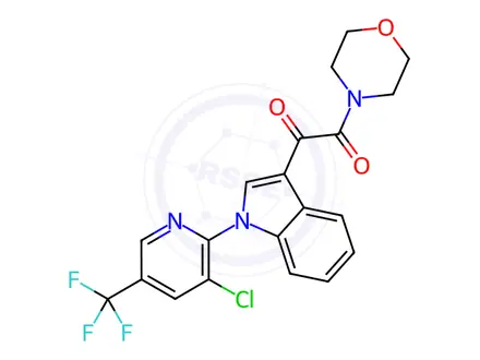 Chemical structure of 1-{1-[3-chloro-5-(trifluoromethyl)-2-pyridinyl]-1H-indol-3-yl}-2-morpholino-1,2-ethanedione