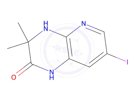 Chemical structure of 7-Iodo-3,3-dimethyl-3,4-dihydropyrido[2,3-b]pyrazin-2(1H)-one