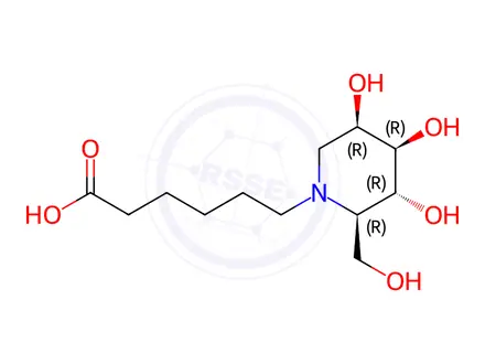 Chemical structure of N-5-Carboxypentyl-1-deoxymannojirimycin