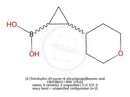 Chemical structure of (2-(Tetrahydro-2H-pyran-4-yl)cyclopropyl)boronic acid