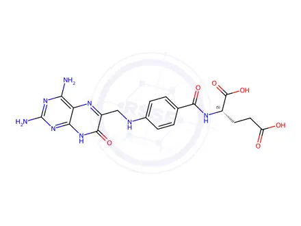 Chemical structure of N-[4-[[(2,4-Diamino-1,7-dihydro-7-oxo-6-pteridinyl)methyl]amino]benzoyl]- L-Glutamic Acid