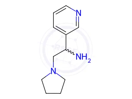 Chemical structure of 1-(pyridin-3-yl)-2-(pyrrolidin-1-yl)ethan-1-amine trihydrochloride