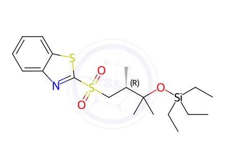 Chemical structure of 2-[[(2R)-2,3-dimethyl-3-[(triethylsilyl)oxy]butyl]sulfonyl]-benzothiazole