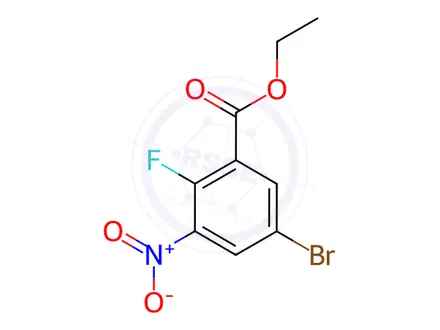 Chemical structure of Benzoic acid, 5-bromo-2-fluoro-3-nitro-, ethyl ester