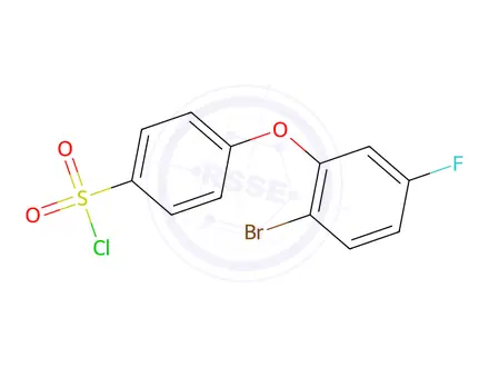 Chemical structure of 4-(2-bromo-5-fluorophenoxy)benzene-1-sulfonyl chloride