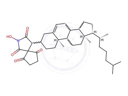 Chemical structure of (-)-Cholesterol NHS succinate