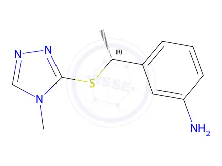 Chemical structure of (R)-3-(1-((4-Methyl-4H-1,2,4-triazol-3-yl)thio)ethyl)aniline