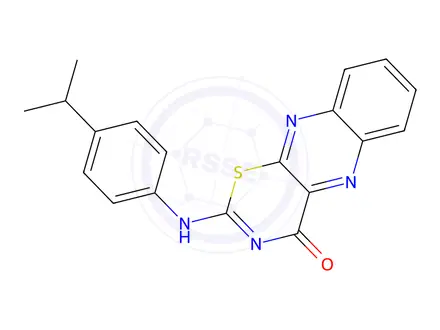 Chemical structure of 2-((4-Isopropylphenyl)amino)-4H-[1,3]thiazino[5,6-b]quinoxalin-4-one