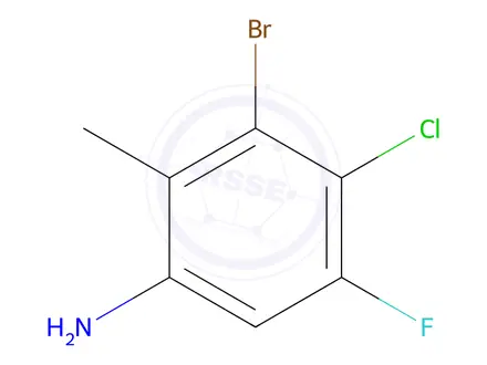 Chemical structure of Benzenamine, 3-bromo-4-chloro-5-fluoro-2-methyl-