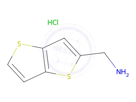 Chemical structure of 1-{thieno[3,2-b]thiophen-2-yl}methanamine hydrochloride
