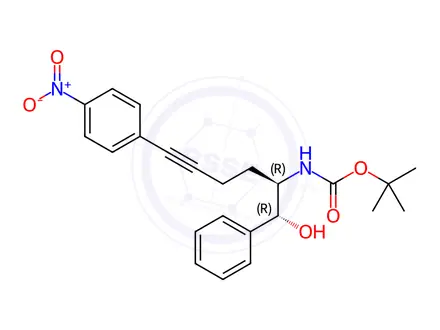 Chemical structure of tert-Butyl ((1R,2R)-1-hydroxy-6-(4-nitrophenyl)-1-phenylhex-5-yn-2-yl)carbamate