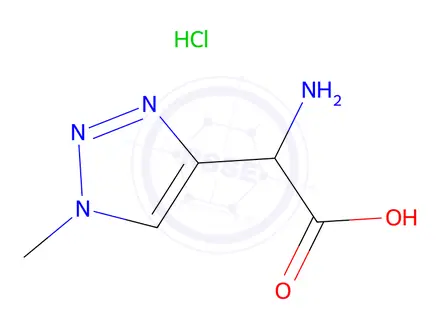 Chemical structure of 2-amino-2-(1-methyl-1H-1,2,3-triazol-4-yl)acetic acid hydrochloride