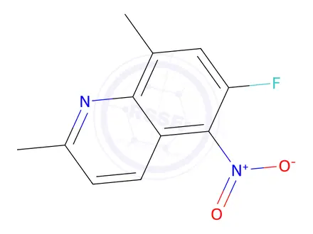 Chemical structure of 6-Fluoro-2,8-dimethyl-5-nitroquinoline