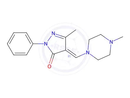 Chemical structure of 5-Methyl-4-[(4-methyl-1-piperazinyl)methylene]-2-phenyl-2H-pyrazol-3(4H)-one