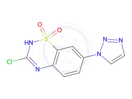 Chemical structure of 3-Chloro-7-(1H-1,2,3-triazol-1-yl)-2H-benzo[e][1,2,4]thiadiazine 1,1-dioxide