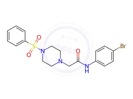 Chemical structure of N-(4-Bromophenyl)-2-(4-(phenylsulfonyl)piperazin-1-yl)acetamide