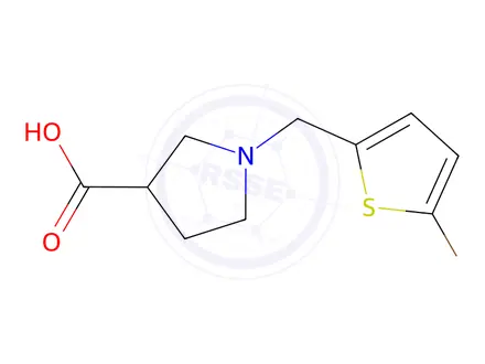 Chemical structure of 1-[(5-bromothiophen-2-yl)methyl]pyrrolidine-3-carboxylic acid