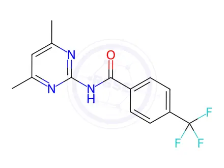 Chemical structure of N-(4,6-Dimethylpyrimidin-2-yl)-4-(trifluoromethyl)benzamide