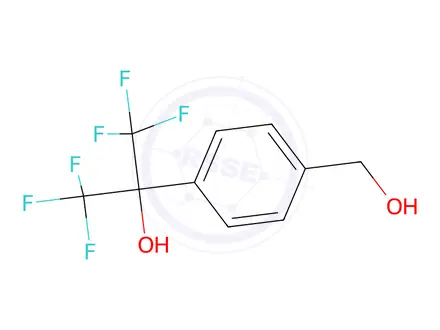 Chemical structure of 1,1,1,3,3,3-Hexafluoro-2-(4-(hydroxymethyl)phenyl)propan-2-ol