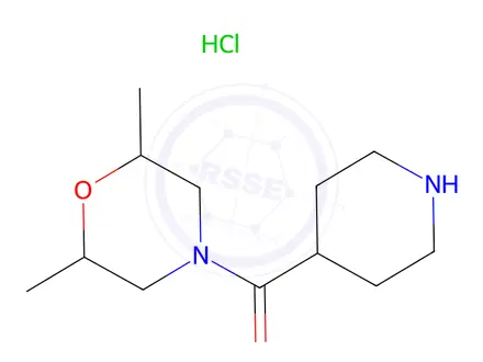 Chemical structure of 2,6-Dimethyl-4-(piperidine-4-carbonyl)morpholine hydrochloride