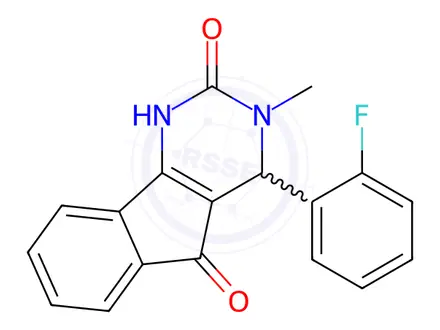 Chemical structure of 4-(2-Fluorophenyl)-3-methyl-3,4-dihydro-1H-indeno[1,2-d]pyrimidine-2,5-dione